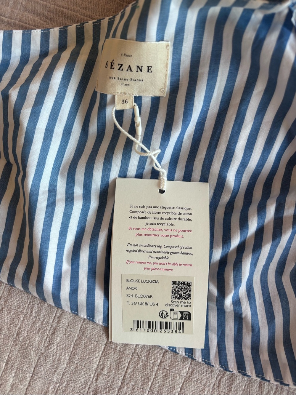NWT Sézane Lucrecia Blouse in Anori Print Size 4/36 - Picture 8 of 9
